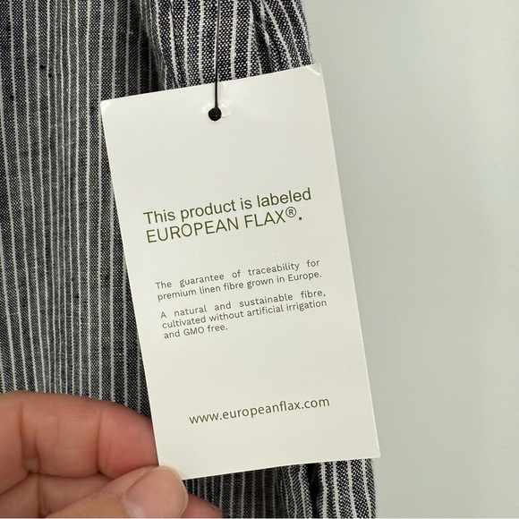 Coldwater Creek Striped Linen Wide-Leg Crops Pull On Pant Black/White Petite L - Picture 7 of 12